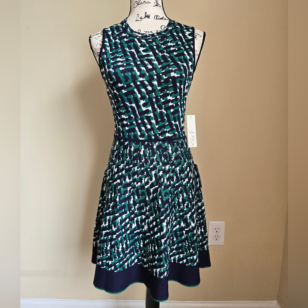 Eliza J Sleeveless Sweater Dress Womens PS Fit And Flare Abstract Animal